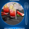 Party Bargains Disposable Cutlery set, SAPPHIRE Design, Clear Color, 360 Pieces: 180 Forks, 120 Spoons, 60 Knives