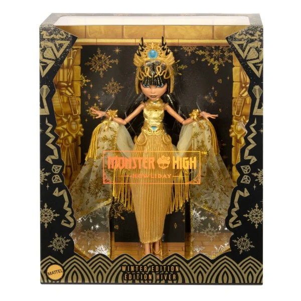 Monster High Howliday Winter Edition Cleo De Nile Collectible Doll in Golden Gown With Fringe Shawl