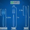 Party Bargains Disposable Cutlery set, SAPPHIRE Design, Clear Color, 360 Pieces: 180 Forks, 120 Spoons, 60 Knives