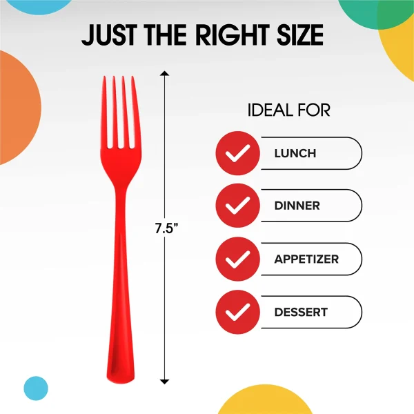Heavy Duty Red Plastic Forks | 50 Count