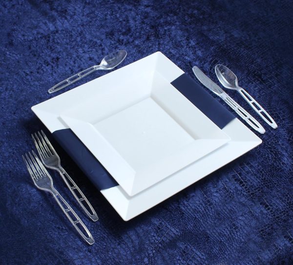 Party Bargains Disposable Cutlery set, SAPPHIRE Design, Clear Color, 360 Pieces: 180 Forks, 120 Spoons, 60 Knives