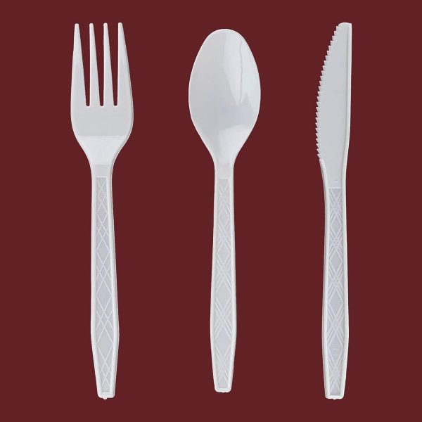 Party Bargains Disposable Cutlery set, SAPPHIRE Design, Clear Color, 360 Pieces: 180 Forks, 120 Spoons, 60 Knives