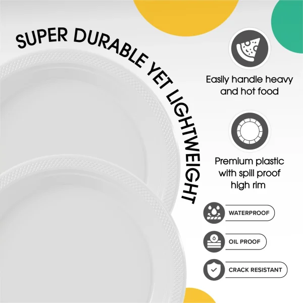 7 In. White Plastic Plates | 50 Count