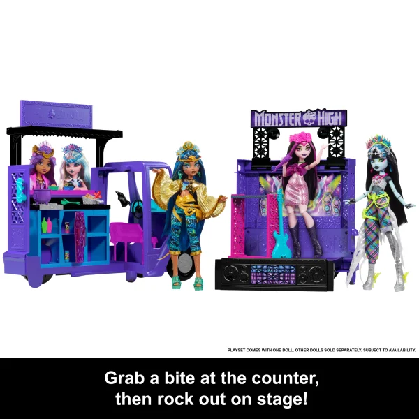 Monster High Draculaura Doll And Fangtastic Rockin’ Food Truck Playset With 13+ Themed Accessories