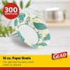 Glad Disposable Soup Bowls for Hot Food - Heavy Duty, Cut Resistant, Microwaveable Paper Bowls with Tropical Palm Leaves Design - Ideal for Party, Chili, Fruit, Salad, Ice Cream - 16 Oz, 50 Count