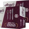 Party Bargains Disposable Cutlery set, SAPPHIRE Design, Clear Color, 360 Pieces: 180 Forks, 120 Spoons, 60 Knives