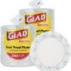 Glad Round Disposable Paper Plates 10 in, Blue Flower|Soak Proof, Cut Proof, Microwave Safe Heavy Duty Paper Plates For Parties|50 Count Bulk Paper Plates 10 Inch