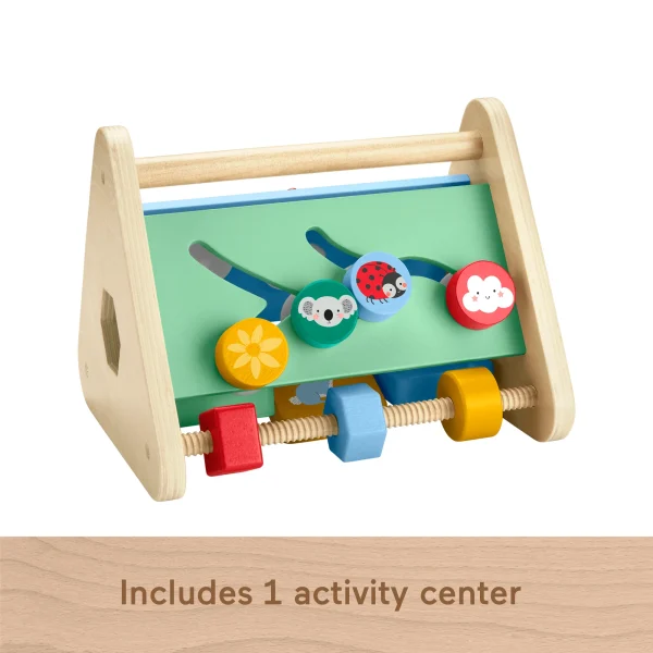 Fisher-Price Wooden Activity Triangle, 2-Sided Fine Motor Toy For Baby, 1 Wood Piece