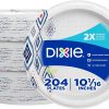Dixie 10 Inch Paper Plates, Dinner Size Printed Disposable Plate, 204 Count (3 Packs of 68 Plates)