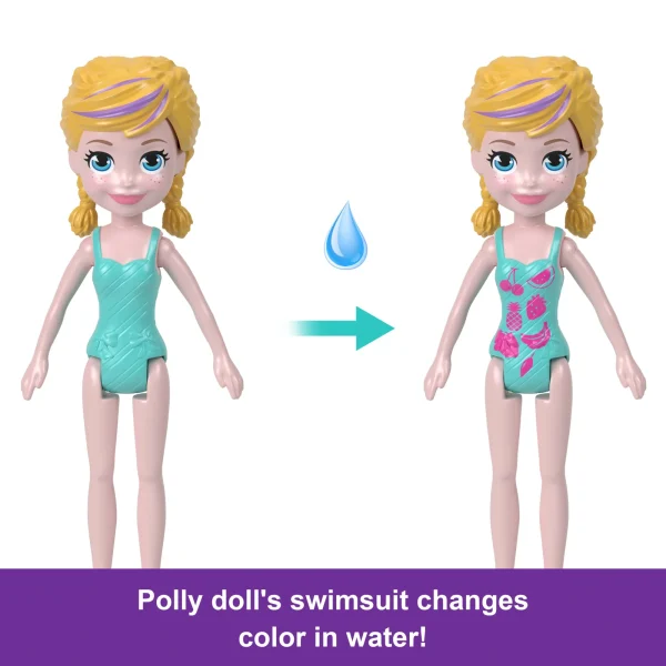Polly Pocket Unicorn Dream Cruise Playset, Portable Boat With 1 Doll, Water Play And Color Change Accessories, 23 Total Pieces
