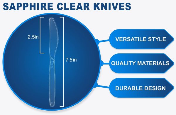 Party Bargains Disposable Cutlery set, SAPPHIRE Design, Clear Color, 360 Pieces: 180 Forks, 120 Spoons, 60 Knives