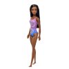 Beach Barbie Doll With Dark Brown Hair Wearing Tropical Purple Swimsuit