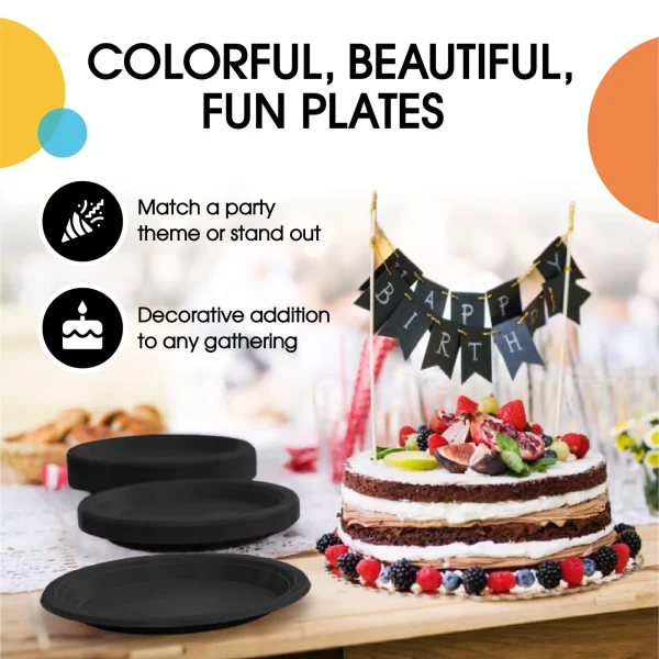 10 In. Black Plastic Plates | 50 Count