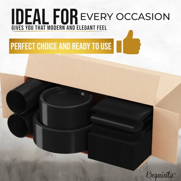 350 pcs disposable tableware set black