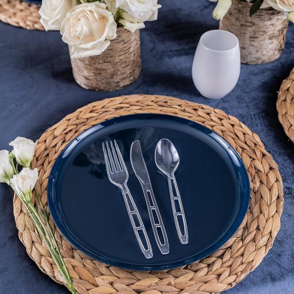 Party Bargains Disposable Cutlery set, SAPPHIRE Design, Clear Color, 360 Pieces: 180 Forks, 120 Spoons, 60 Knives