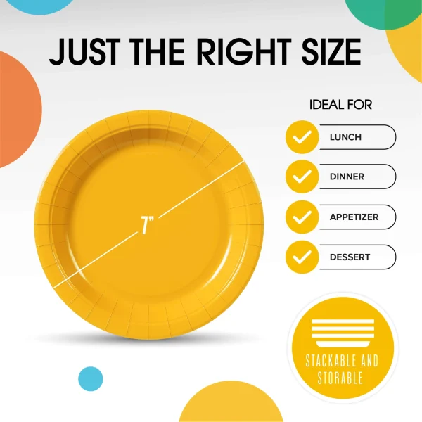 7 In. Yellow Paper Plates - 50 Ct.