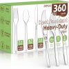 360 Count Plastic Silver Ware Heavy Duty, 120 Forks, 120 Spoons, 120 Knives, Heat Resistant & BPA Free Disposable SilverWare, Disposable Cutlery set, Premium Clear Utencils for Party Supply