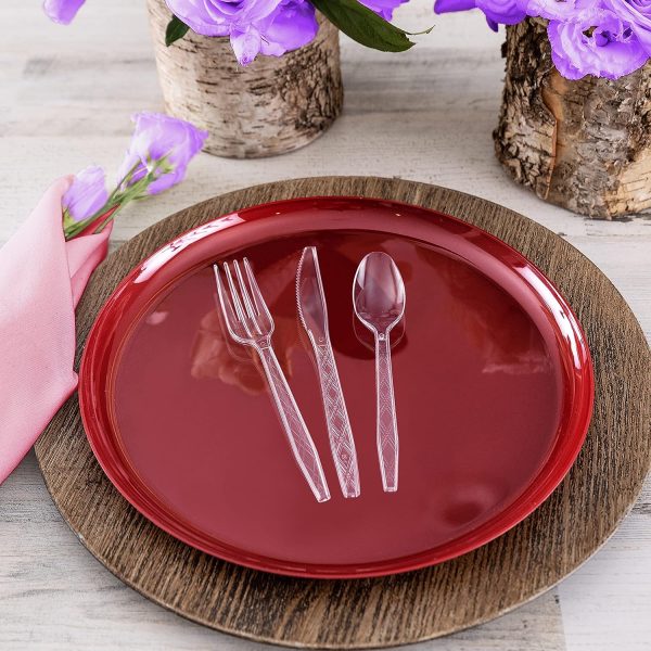 Party Bargains Disposable Cutlery set, SAPPHIRE Design, Clear Color, 360 Pieces: 180 Forks, 120 Spoons, 60 Knives