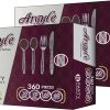 Party Bargains Disposable Cutlery set, SAPPHIRE Design, Clear Color, 360 Pieces: 180 Forks, 120 Spoons, 60 Knives