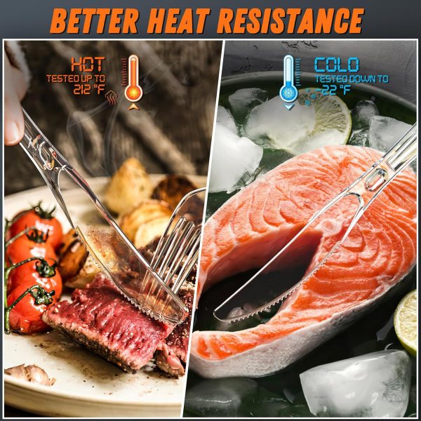 7.5" Clear Plastic Knives Heavy Duty Upgraded Heat Resistant & BPA Free, Solid and Durable Plastic Cutlery, Premium Disposable Knives, for Party Supply(84 Count)