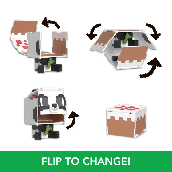 Minecraft Flippin’ Figs Figures Collection, 2-In-1 Fidget Play, 3.75-in Scale & Pixelated Design (Characters May Vary)