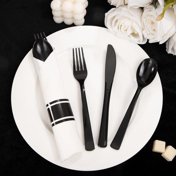 Supernal 60 Pack Pre Rolled Napkins with Gold Plastic Silverware, Premium Disposable Gold Wrapped Cutlery Set Includes: 60 Forks 60 Knives 60 Spoons 60 Napkin for Party
