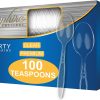 Party Bargains Disposable Cutlery set, SAPPHIRE Design, Clear Color, 360 Pieces: 180 Forks, 120 Spoons, 60 Knives