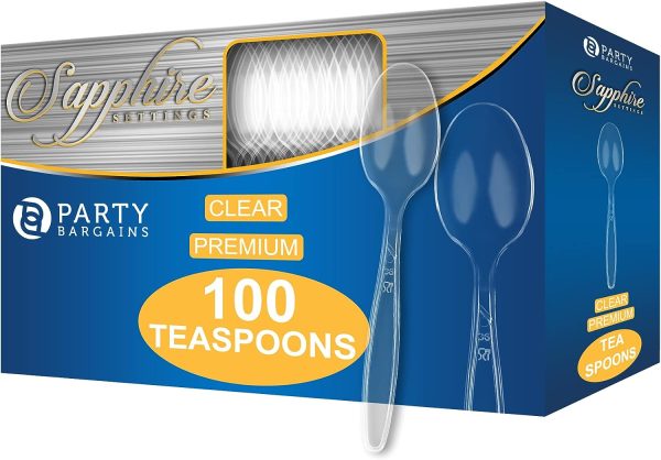 Party Bargains Disposable Cutlery set, SAPPHIRE Design, Clear Color, 360 Pieces: 180 Forks, 120 Spoons, 60 Knives