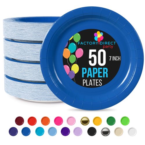 7 In. Dark Blue Paper Plates - 50 Ct.