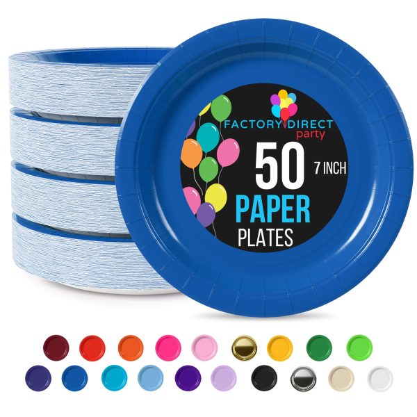 7 In. Dark Blue Paper Plates - 50 Ct.