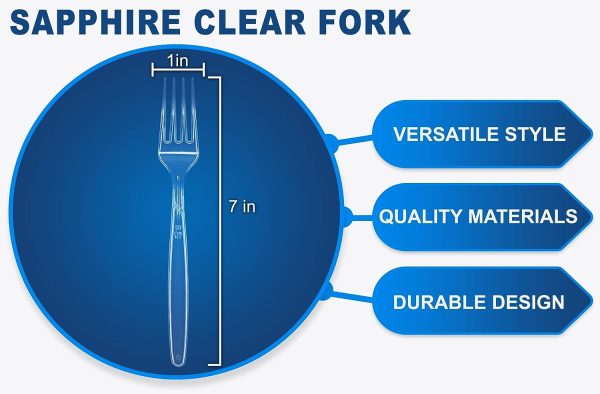 Party Bargains Disposable Cutlery set, SAPPHIRE Design, Clear Color, 360 Pieces: 180 Forks, 120 Spoons, 60 Knives