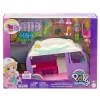 Polly Pocket Glamping Camper Van, Doll & Pet Playset, Camping & Food Accessories, Travel Toy