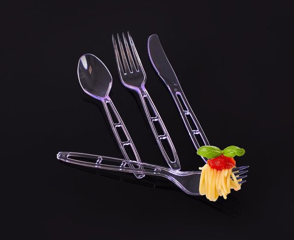 Party Bargains Disposable Cutlery set, SAPPHIRE Design, Clear Color, 360 Pieces: 180 Forks, 120 Spoons, 60 Knives