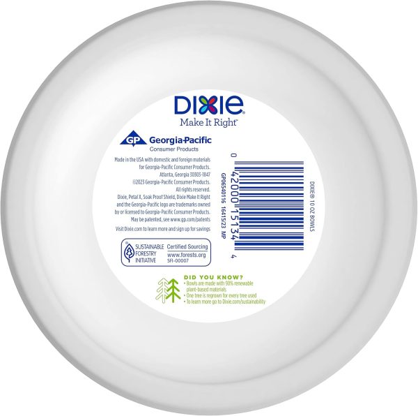 Dixie Small Paper Bowls, 10 Oz, 36 Count (Pack of 8), Microwave-Safe, Soak-Proof, Disposable Bowls Great For Snacks, Dessert, And Light Lunch Meals