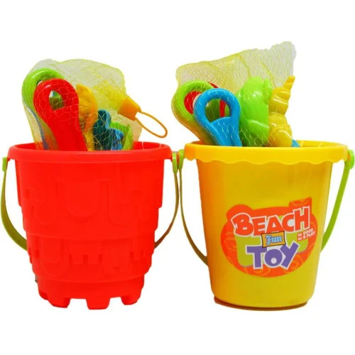 5.5in Beach Toy Bucket W/ Accss In Net Bag 2 Assrt