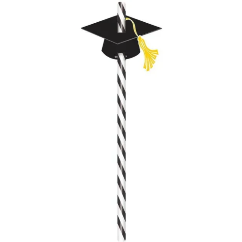 Graduation Straws With Grad Caps 12ct