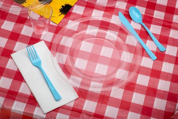 Red Gingham Plastic Table Cover