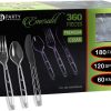 Party Bargains Disposable Cutlery set, SAPPHIRE Design, Clear Color, 360 Pieces: 180 Forks, 120 Spoons, 60 Knives