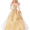 2023 Holiday Barbie Doll, Seasonal Collector Gift, Golden Gown And Blond Hair