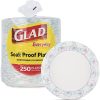 Glad Round Disposable Paper Plates 10 in, Blue Flower|Soak Proof, Cut Proof, Microwave Safe Heavy Duty Paper Plates For Parties|50 Count Bulk Paper Plates 10 Inch