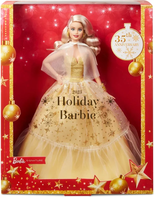 2023 Holiday Barbie Doll, Seasonal Collector Gift, Golden Gown And Blond Hair