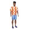Barbie Fashionistas Ken Doll #220 With Hearing Aids Wearing An Orange Shirt & Jelly Shoes