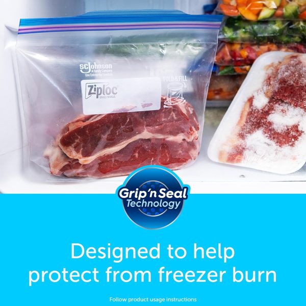 Ziploc Quart Food Storage Freezer Bags, Stay Open Design with Stand-Up Bottom, Easy to Fill, 75 Count