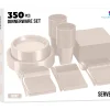 350 Pcs Ivory Plastic Disposable Tableware Set