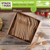 Paper Plates, 100% Compostable Heavy Duty Disposable Plate - [125-Pack] - {PFAS-Free} - {BPI Certified} - [9 Inch] Eco-Friendly, Biodegradable Bagasse Natural Brown 9" Dinner Plates - By Stack Man