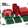 182 Piece Combo Set - Service For 26 - Holiday Red And Emerald