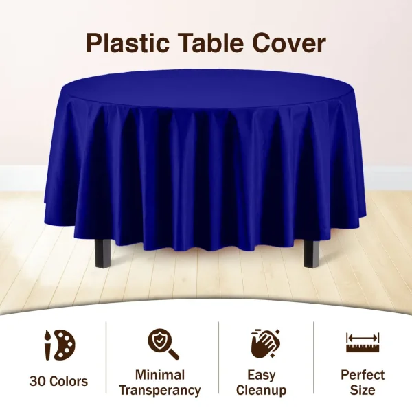 Premium Round Navy Blue Table Cover