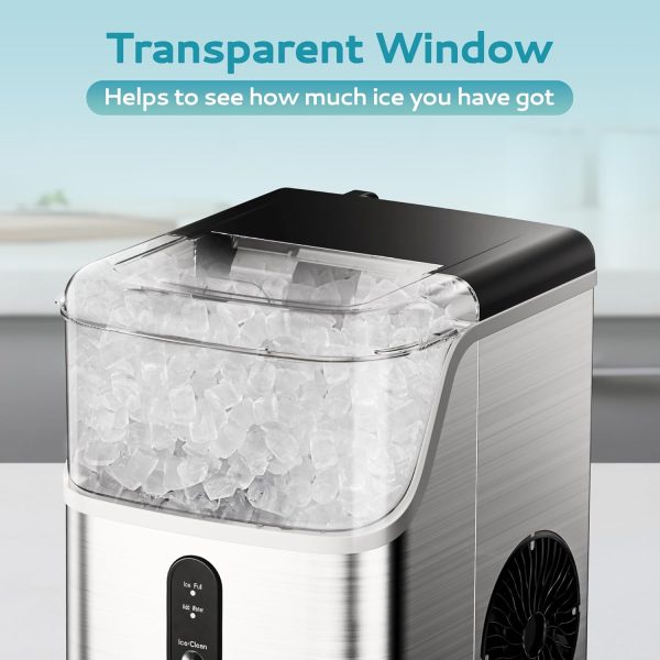 EUHOMY Pebble Counter Ice Maker Machine with 35lbs/24H Soft Ice Self-Cleaning