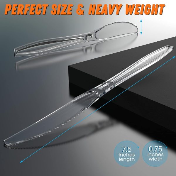 360 Count Plastic Silver Ware Heavy Duty, 120 Forks, 120 Spoons, 120 Knives, Heat Resistant & BPA Free Disposable SilverWare, Disposable Cutlery set, Premium Clear Utencils for Party Supply