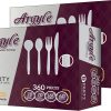 Party Bargains Disposable Cutlery set, SAPPHIRE Design, Clear Color, 360 Pieces: 180 Forks, 120 Spoons, 60 Knives